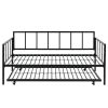 Twin size Heavy Duty Metal Daybed with Roll-Out Trundle Bed