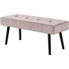 Mid-Century Pink Corduroy Upholstered End of Bed Bench with Black Metal Legs