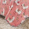 Twin/Twin XL Pink Blue Reversible Floral Llama Cotton Quilt Set