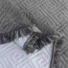 Queen Gray Charcoal Velvet Microfiber Polyester Reversible 3-Piece Quilt Set