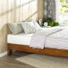 Queen size Solid Wood Low Profile Platform Bed Frame in Cherry Finish