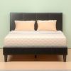 Queen Espresso Faux Leather Platform Bed Frame with Headboard