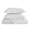 Queen size Ivory White Velvet Microfiber Polyester Reversible 3-Piece Quilt Set