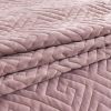 Queen Violet/Rose-Wood Velvet Microfiber Polyester Reversible 3-Piece Quilt Set