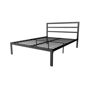 Queen Black Metal Platform Bed Frame with Headboard Included