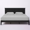 King Traditional Solid Oak Wooden Platform Bed Frame with Headboard in Black