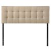 Queen size Modern Beige Tan Taupe Fabric Tufted Upholstered Headboard