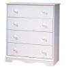 White 4 Drawer Bedroom Chest with Wooden Knobs