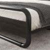 Full Heavy Duty Round Metal Frame Platform Bed with Black Wood Panel Headboard