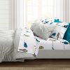 Full Teal Yellow White Floral Birds on Wire Soft Polyester 6 Piece Sheet Set