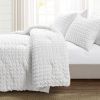 Twin/XL Size Microfiber Crinkled Texture 2 Piece Comforter Set White