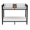 Twin over Twin Heavy Duty Metal Bunk Bed in Black with Side Ladder