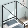 Twin size Modern Four Poster Metal Canopy Bed in Black Finish