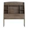 Twin size Modern Bookcase Headboard in Grey Brown Wood Finish