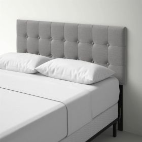 Twin size Contemporary Button-Tufted Headboard in Grey Upholstered Fabric