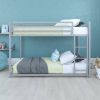 Twin over Twin size Modern Low Height Silver Grey Metal Bunk Bed