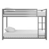 Twin over Twin size Modern Low Height Silver Grey Metal Bunk Bed