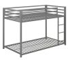 Twin over Twin size Modern Low Height Silver Grey Metal Bunk Bed