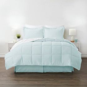 Twin XL Microfiber 6-Piece Reversible Bed-in-a-Bag Comforter Set in Aqua Blue