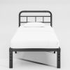 Twin XL Size Heavy Duty Black Metal Platform Bed Frame with Headboard