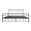 King Size Vintage Black Metal Platform Bed Frame with Headboard and Footboard