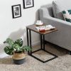 Modern Industrial Side Table Nightstand TV Tray on Wheels