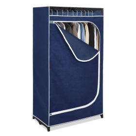 Portable Clothes Closet Wardrobe in Blue Breathable Fabric