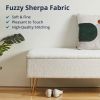 White Sherpa Fabric Upholstered End of Bed Storage Bench with Gold Finish Legs