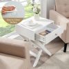 X-Shape 1 Drawer Nightstand End/Side Table Storage in White