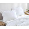 King Size White Ruffled Edge Microfiber Comforter Set