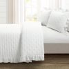 King Size Lightweight White Ruffle Reversible Oversized 3 Piece Quilt Set