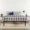 Full Size Modern Black Metal Platform Bed Frame with Wood Slats