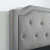 King size Grey Upholstered Platform Bed with Classic Button Tufted Headboard