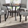 Dining Room Furniture Natural Wooden Round Dining Table 1pc Dining Table Only Nailheads and Storage Shelve