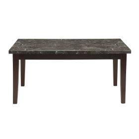 Transitional Dining Table 1pc Espresso Finish Wood Legs Black Marble Top Dining Room Furniture