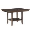 Dark Brown Finish Counter Height Table 1pc Functional Lazy-Susan and Display Shelf Dining Furniture