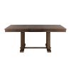 Classic Light Rustic Brown Finish Wooden 1pc Dining Table w Self-Storing Leaf Mindy Veneer Furniture