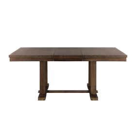 Classic Light Rustic Brown Finish Wooden 1pc Dining Table w Self-Storing Leaf Mindy Veneer Furniture