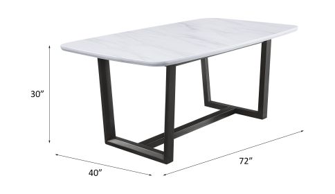 ACME Madan Dining Table, Marble Top & Weathered Gray Finish DN00059