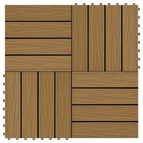 11 pcs Decking Tiles Deep Embossed WPC 11.8"x11.8" 1 sqm Teak Color