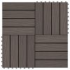 11 pcs Decking Tiles Deep Embossed WPC 11.8"x11.8" 1 sqm Dark Brown