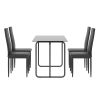 1-piece Rectangle Dining Table with Metal Frame, Tempered Glass Dining Table for Kitchen Room, Black