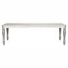 Glamourous Silver Finish Rectangular Dining Table 1pc Draw Leaf Mirror Trim Apron Dining Room Furniture