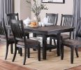 1pc Dining Table Dark Coffee Finish Kitchen Breakfast Dining Room Furniture Table w Storage Shelve Rubber wood