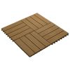 11 pcs Decking Tiles Deep Embossed WPC 11.8"x11.8" 1 sqm Teak Color