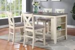 Modern Casual 1pc Counter Height High Dining Table w Storage Shelves Wooden Kitchen Breakfast Table Dining Room Furniture