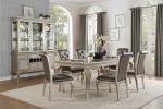 Modern Glamourous 1pc Dining Table with Separate Extension Leaf Cabriole Legs Insert Glass Panels Traditional Furniture