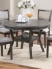 Dining Room Furniture Gray Rubber wood MDF Round Table 1pc Table w Shelve