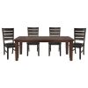 Dark Oak Finish Rectangular 1pc Dining Table with Self-Storing Extension Leaf Wooden Simple Dining Furniture