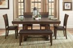 Classic Light Rustic Brown Finish Wooden 1pc Dining Table w Self-Storing Leaf Mindy Veneer Furniture